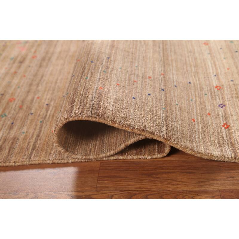 Tribal Striped Gabbeh Oriental Area Rug Handmade Wool Carpet - 4'4"x 5'9"