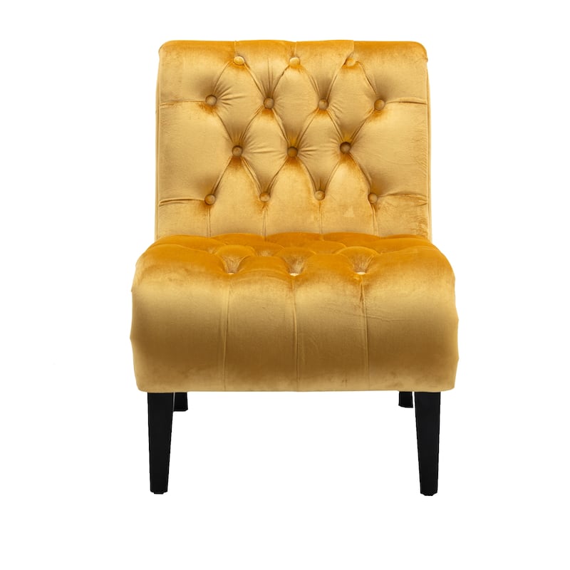 Velvet Upholstered Leisure Chair For Living Room With Wood Legs