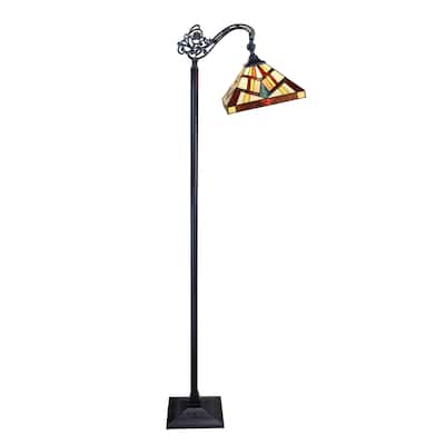 Tiffany-Style Mission Design Blackish Bronze Floor Lamp
