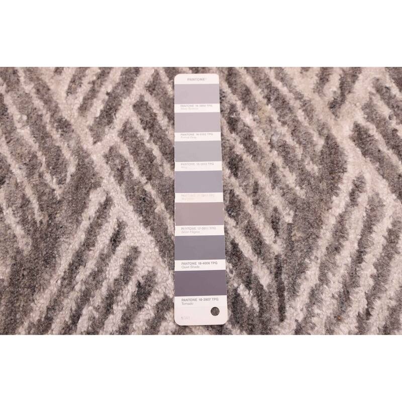 ECARPETGALLERY Hand Loomed Elysian Dark Grey Silk, Wool Rug - 6'0 x 8'11