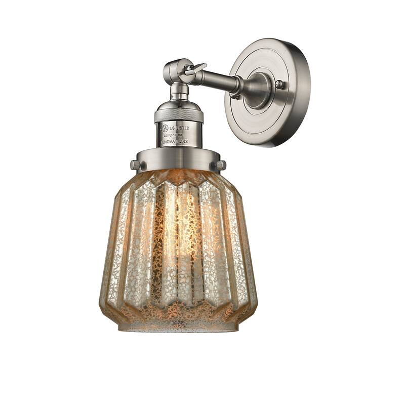 Innovations Lighting Chatham Single Light 12" Tall Bathroom Sconce - Satin Brushed Nickel / Mercury Fluted
