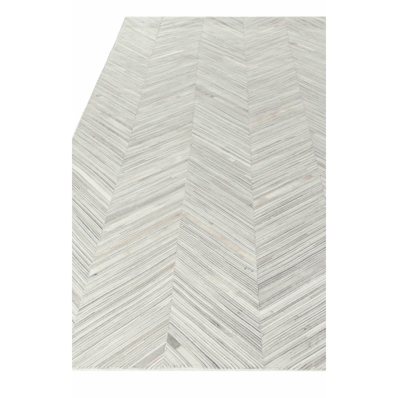 EXQUISITE RUGS Natural Hide Hand-stitched Leather Hide Silver Area Rug.