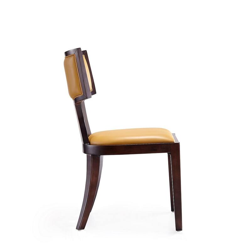 Pulitzer Pearl White and Walnut Faux Leather Dining Chair (Set of Two)