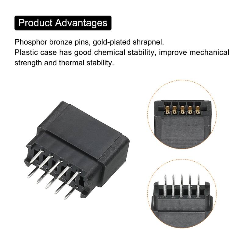 Card Edge Connector Black Socket Right Angle 10 Pin 2.54mm Pitch, Pack of 2
