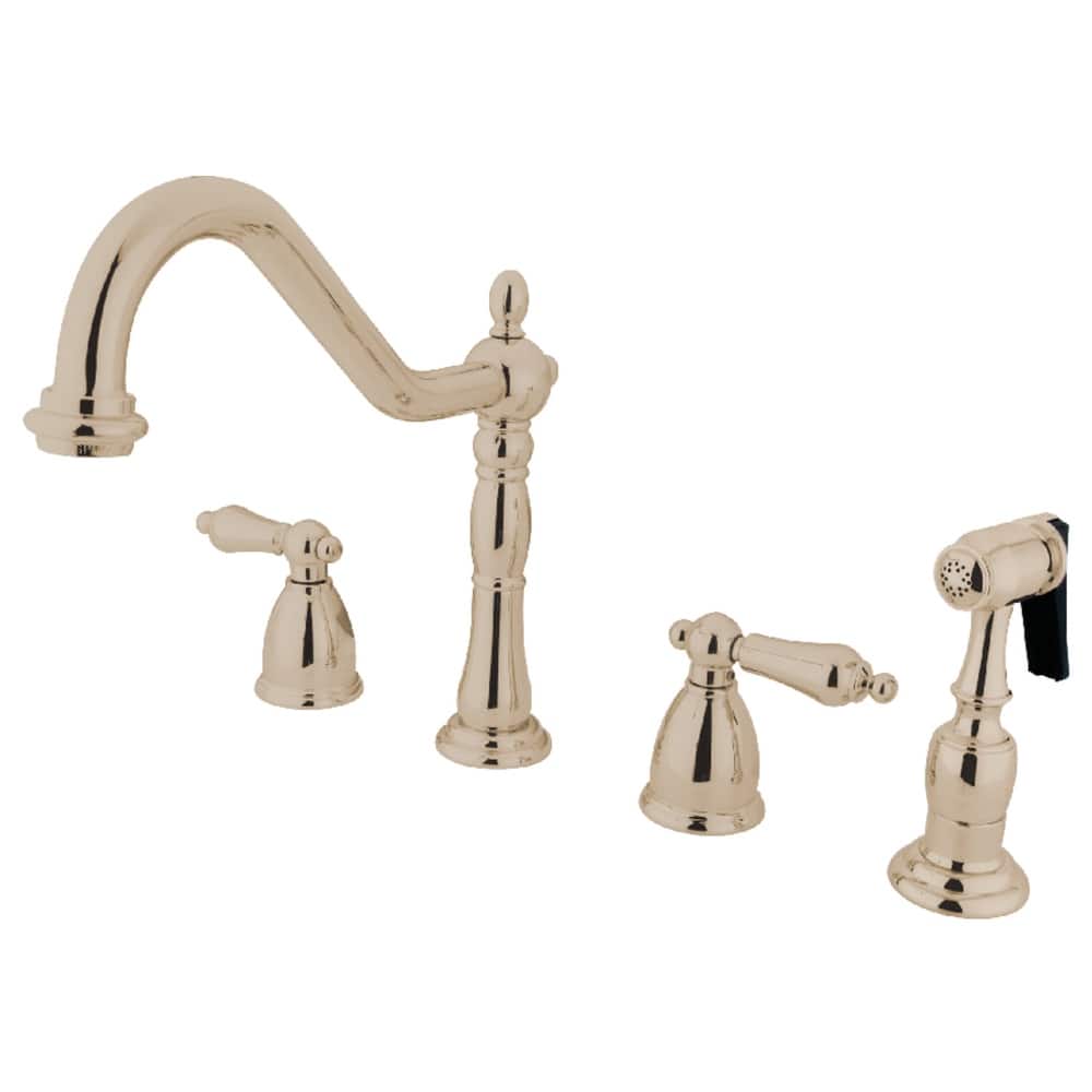 Heritage 8-Inch Widespread Kitchen Faucet with Brass Sprayer