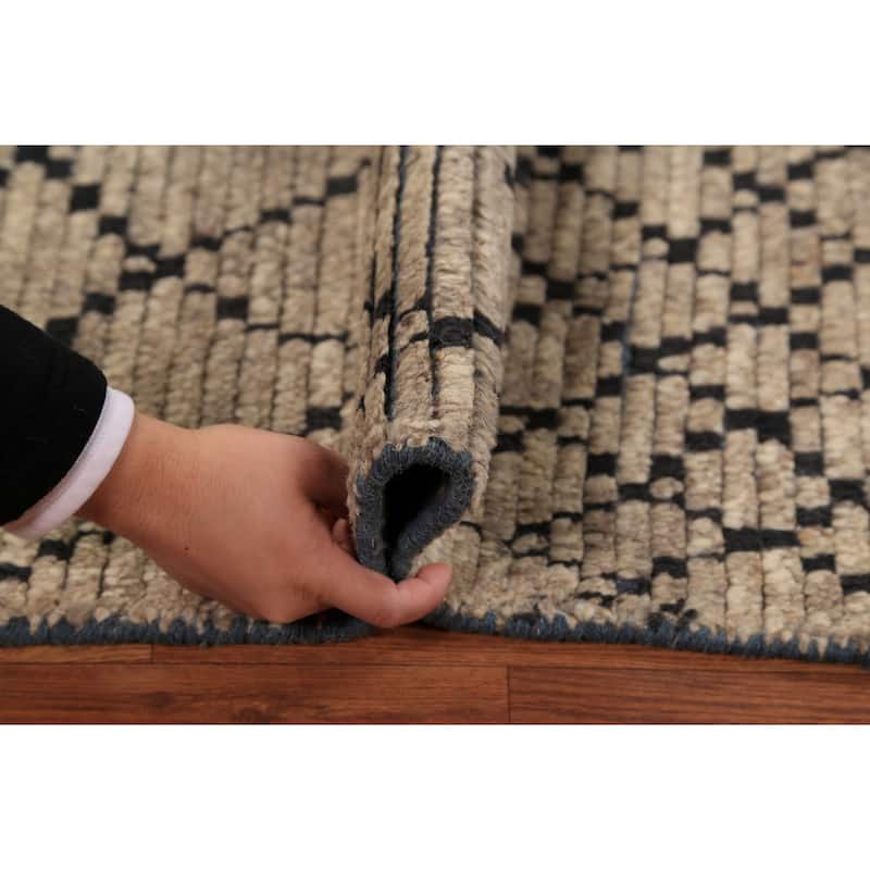 Moroccan Oriental Foyer Rug Hand-Knotted Beige / Ivory Wool Carpet - 2'0"x 3'0"