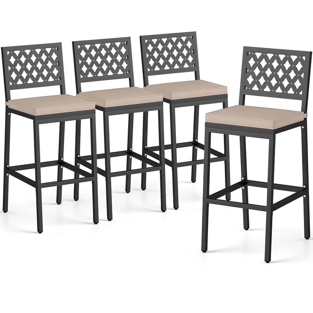 Gymax 4 PCS Outdoor Bar Stools Counter Height Barstools w/ Removable
