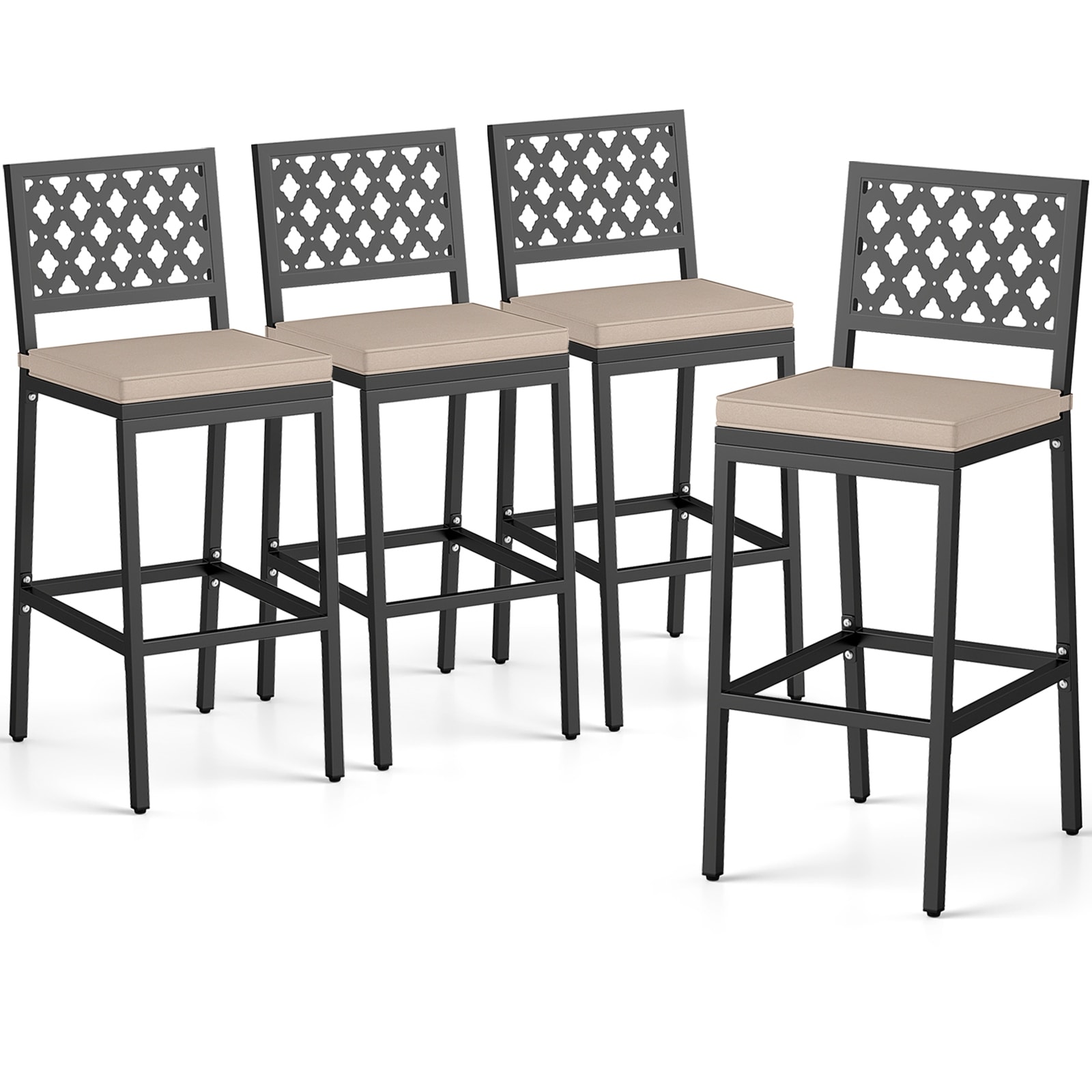 Gymax 4 PCS Outdoor Bar Stools Counter Height Barstools w/ Removable