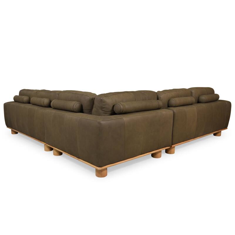 SAFAVIEH Couture Ellyn Leather L-Shaped Sectional - 118"W x 118"D x 33"H