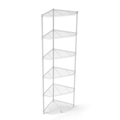 6-Tier Adjustable Heavy-Duty Wire Shelving Corner Unit with Pentagonal Racks