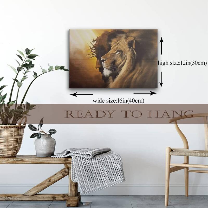 Jesus and Lion Canvas Wall Art Decor Picture