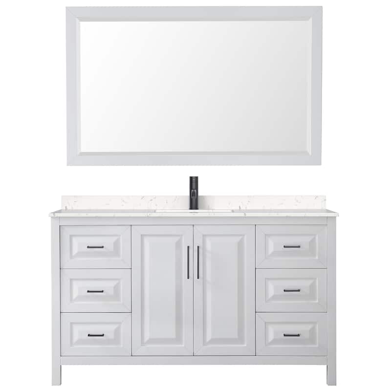Daria 60 Inch Single Vanity, Cultured Marble Top, 58 Inch Mirror