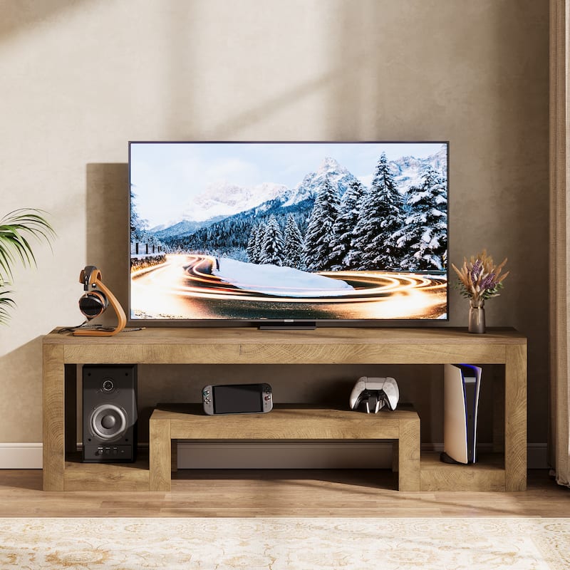 63'' TV Stand for 55/60/65-Inch TVs, Entertainment Center with Shelves