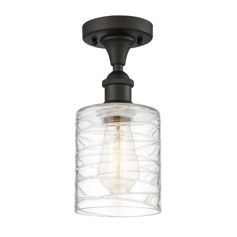 Innovations Lighting Ballston Cobbleskill - 1 Light 5" Semi-Flush Mount - Deco Swirl/Oil Rubbed Bronze