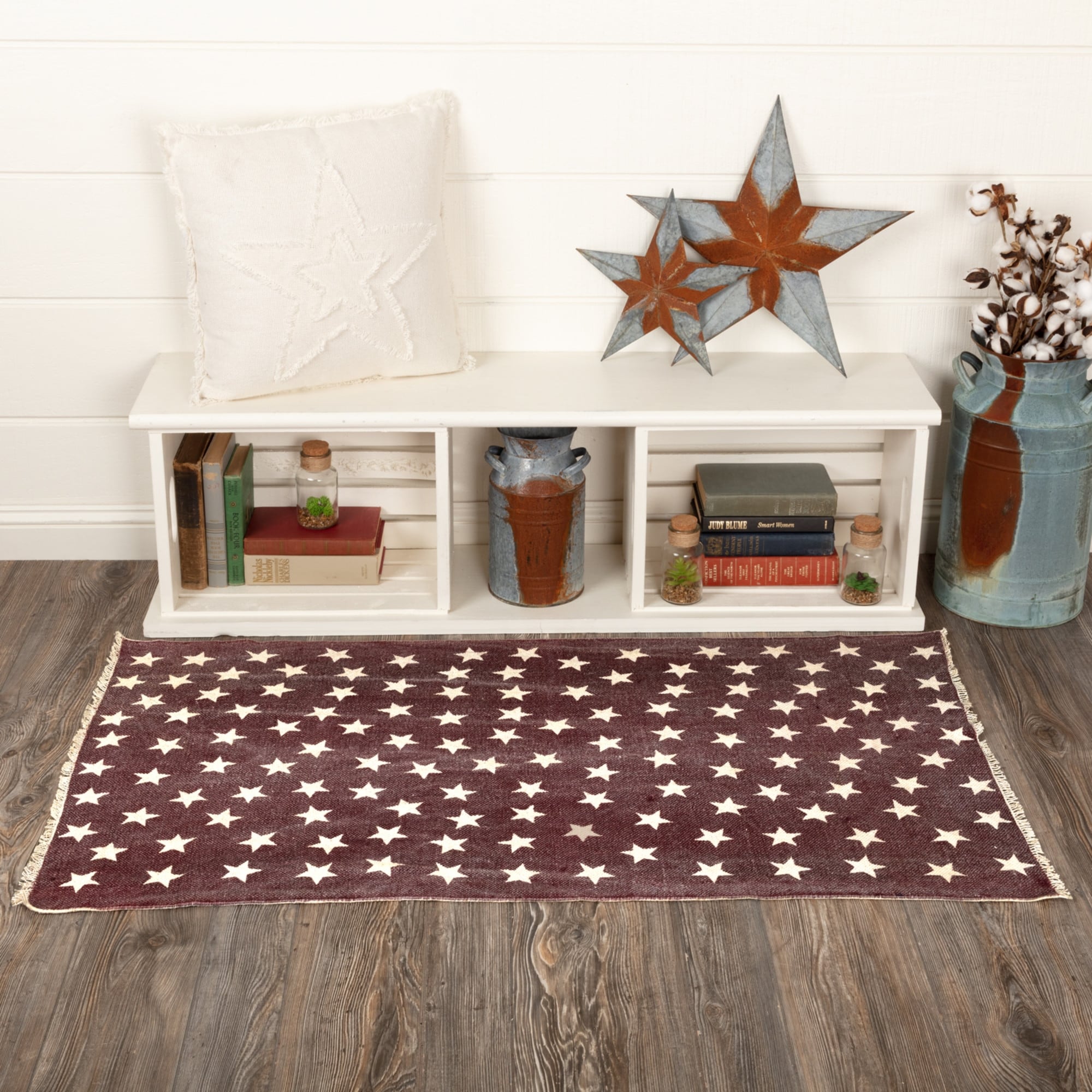 Antique Red Star Rectangle Rug - 2'3" x 4'