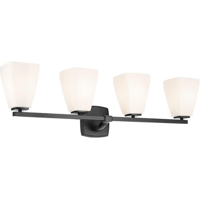 Kichler 55217 Marant 4 Light 33" Wide Vanity Light with Opal Glass - Black