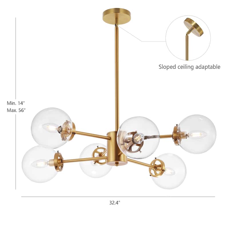 GetLedel 6-Light Modern Sputnik Chandelier with Glass Globe Shades