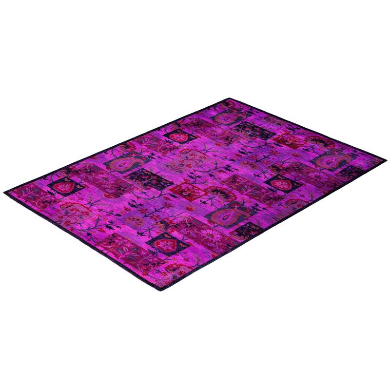 Vibrance One-of-a-Kind Hand-Knotted Area Rug - Pink, 5' 3" x 7' 5" - 5' 3" x 7' 5"
