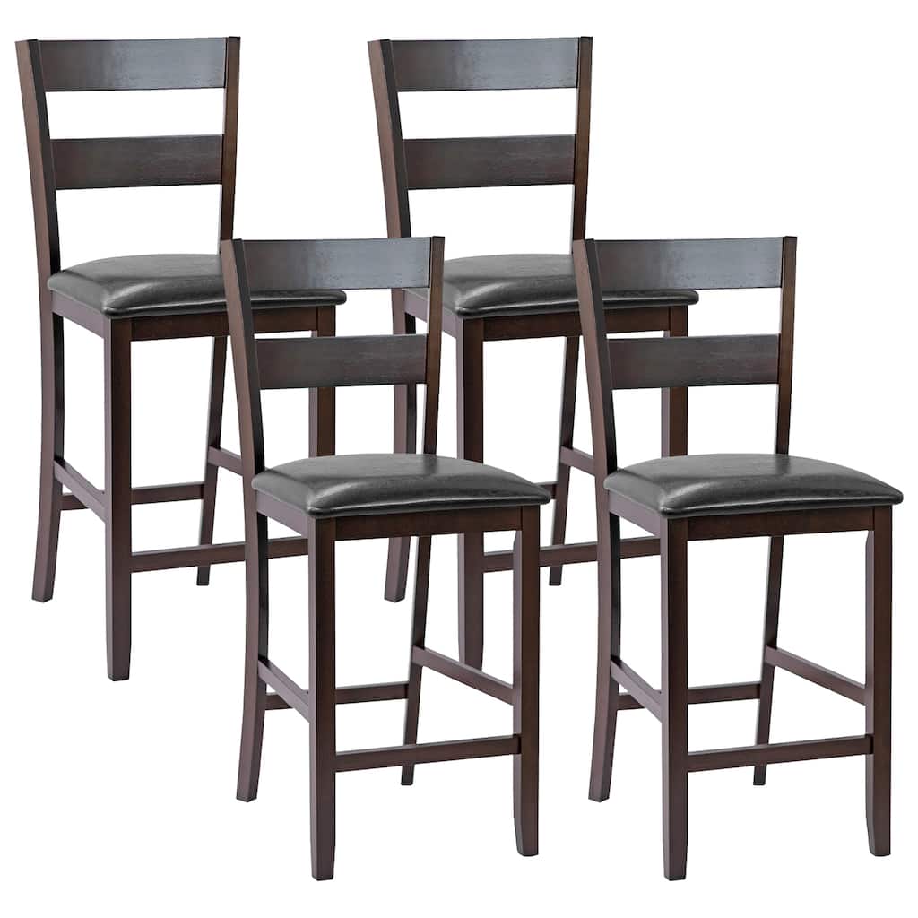Costway 4-Pieces Bar Stools Counter Height Chairs w/ PU Leather Seat - See Details