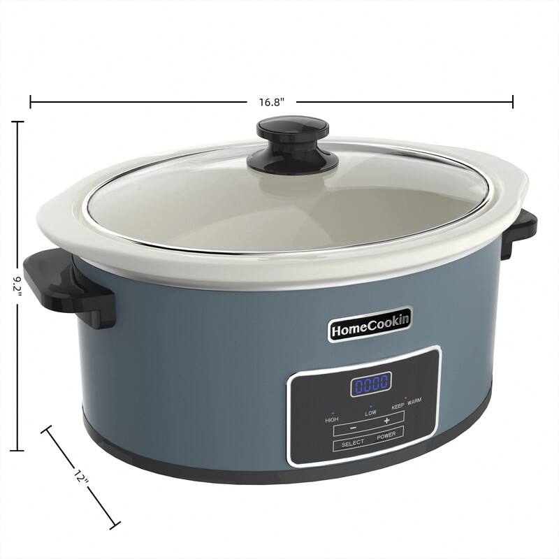 Multi-size Blue Digital Slow Cooker for Family Dinners - Blue - 8 Quart