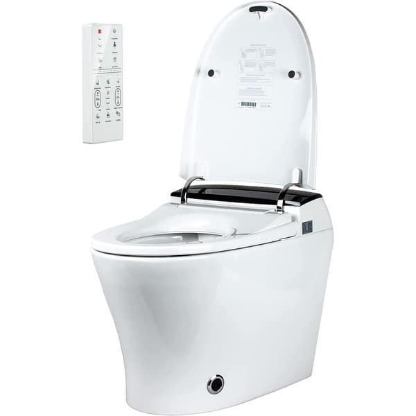 UKEEP Smart Toilet,One Piece Bidet Toilet for Bathrooms,Modern Elongated  Toilet with Warm Water, Auto Flush, Foot Sensor Operation, Heated Bidet  Seat,Tankless Toilets with LED Display 