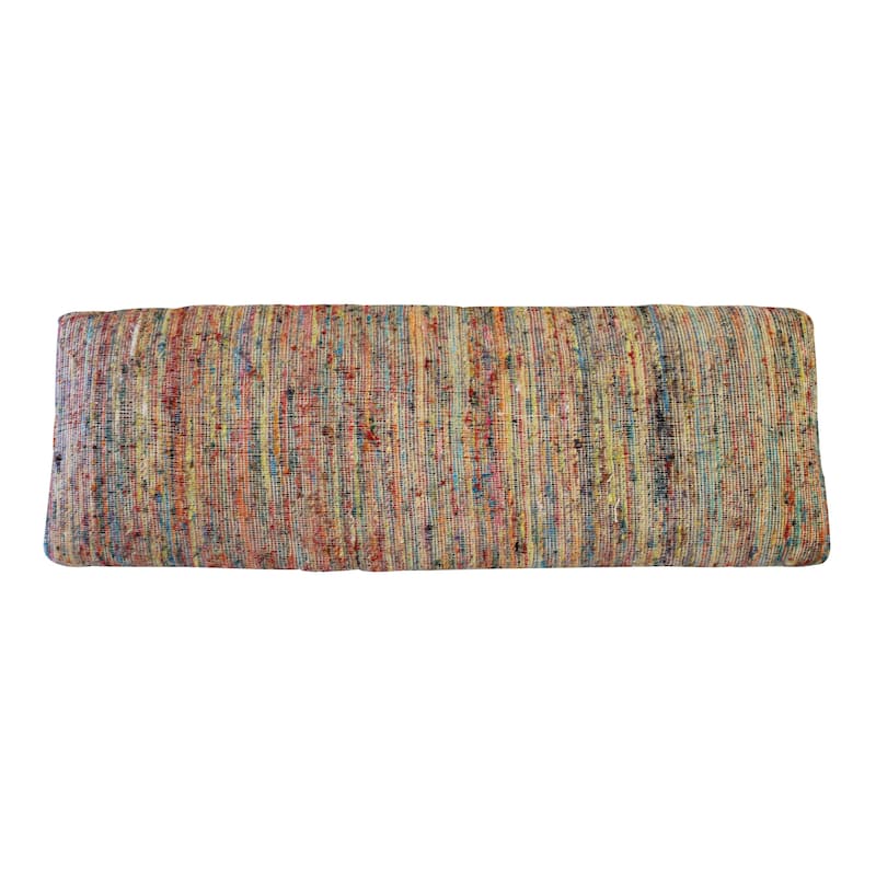 HomeRoots 47" Rainbow Stripe Blue Leg Upholstered Bench - 47 x 18 x 16