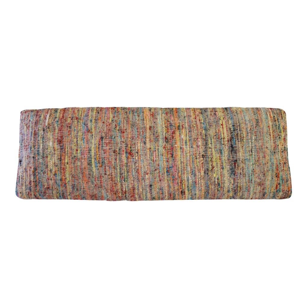 HomeRoots 47" Rainbow Stripe Blue Leg Upholstered Bench - 47 x 18 x 16
