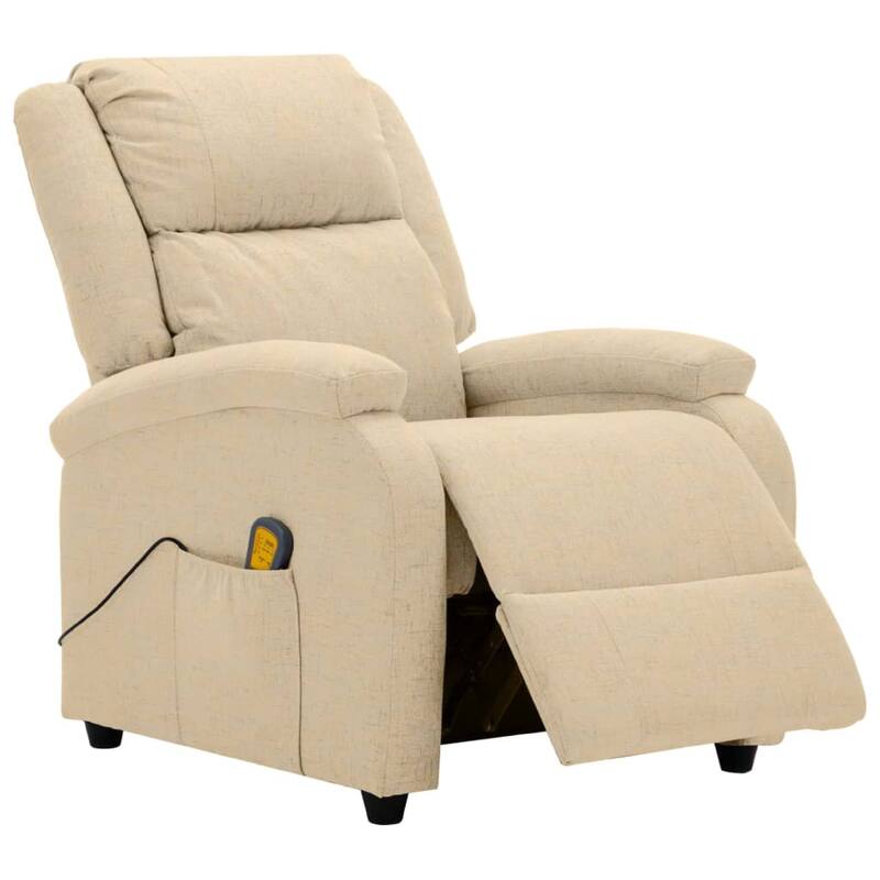 Keo Manual Reclining Massage Chair, Padded Arms, Cream White Fabric