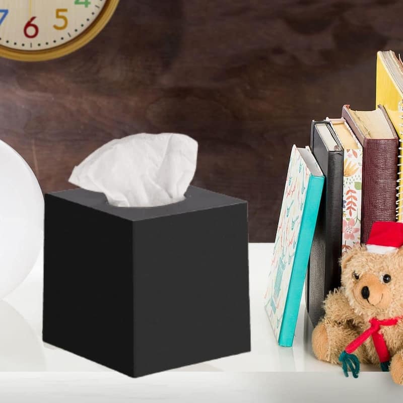 DWËLLZA HOME Black Tissue Box Cover Square Set of 2