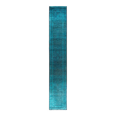 Fine Vibrance One-of-a-Kind Hand-Knotted Runner Rug - Black, 2' 6" x 15' 3" - 2' 6" x 15' 3"