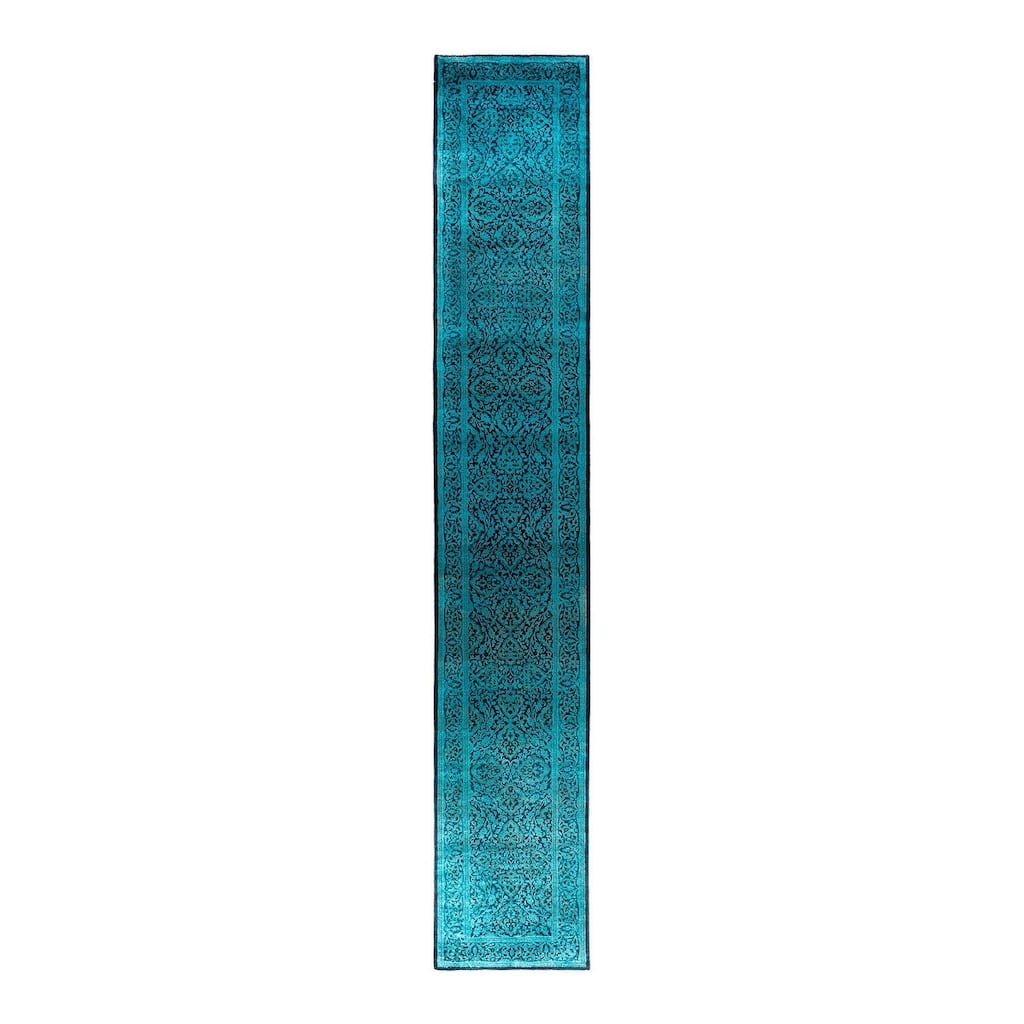 Fine Vibrance One-of-a-Kind Hand-Knotted Runner Rug - Black, 2' 6" x 15' 3" - 2' 6" x 15' 3"