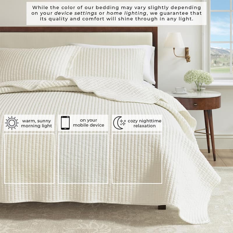 Linery & Co. Detailed Channel Stitch Microfiber Quilt Set With Shams.