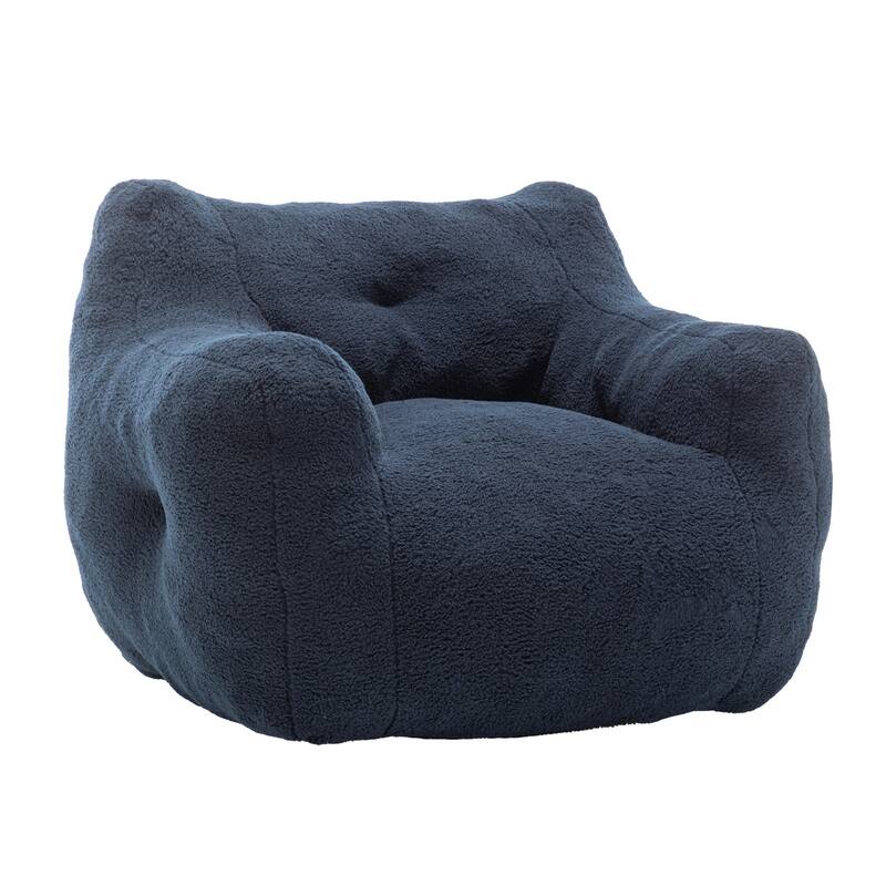 GDFStudio - Teddy Fabric 37" Deep Seat Bean Bag Chair with Armrests