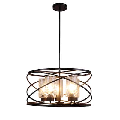 5-light Oil Rubbed Bronze Hanging Pendant w/ Clear Water Glass