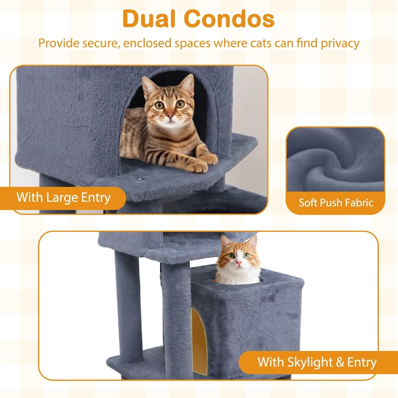 Gymax 57'' Cat Tree for Indoor Cats w/Dual Condos Hammock Sisal