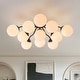 preview thumbnail 15 of 26, Modern 11-Light Frosted Glass Globe Wavy Arm Sputnik Semi-flush Mount 30.7in - Black