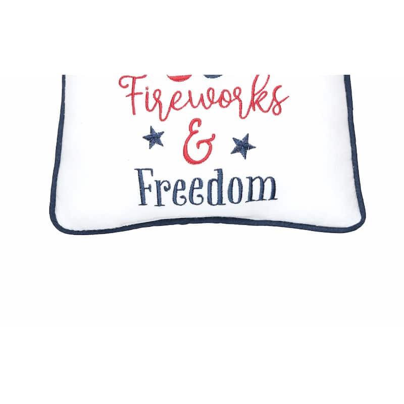 10" x 10" Flip Flops Fireworks 4th of July Patriotic Embroidered Square Accent Small Petite Throw Pillow