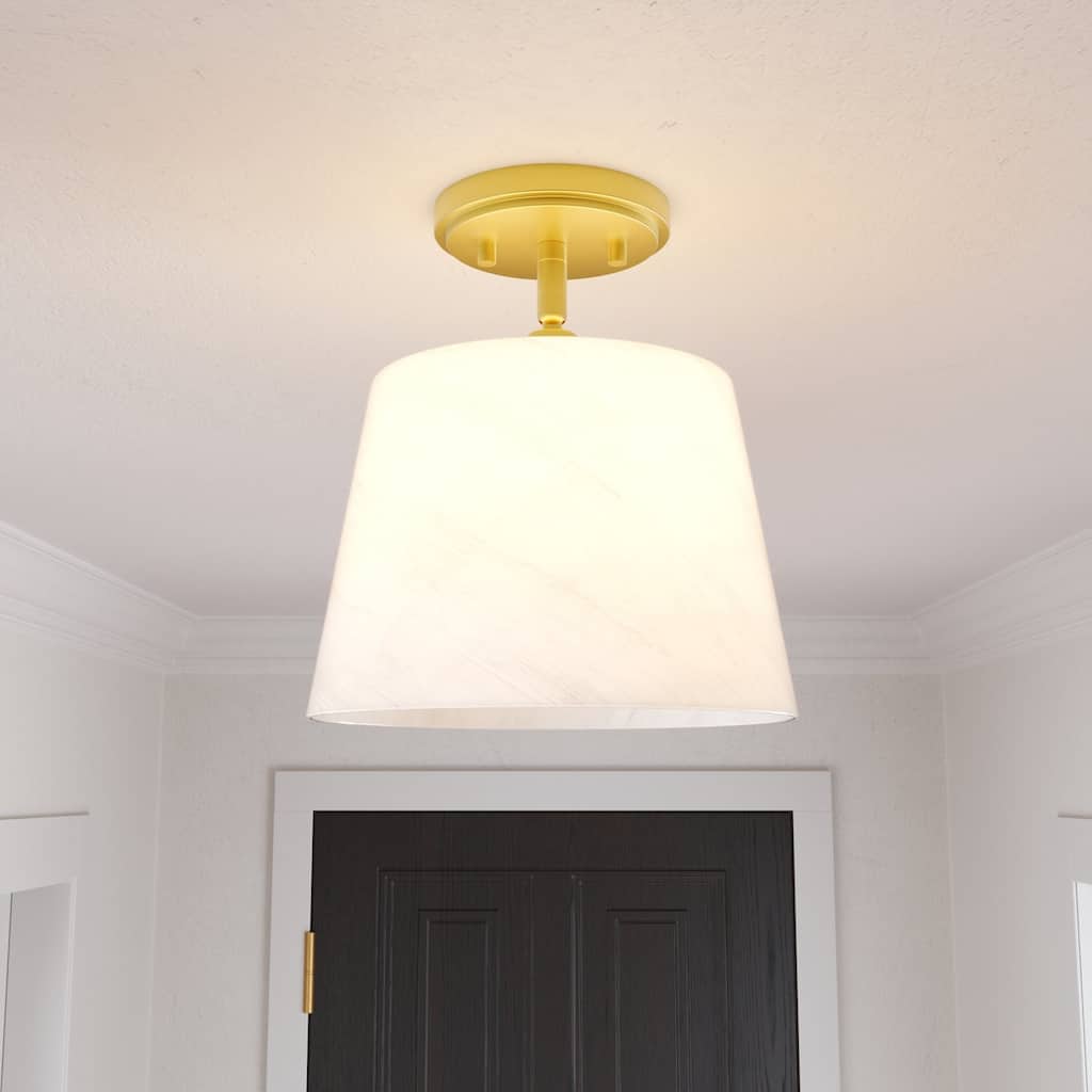 1-light Modern Dimmable Glass Semi Flush Mount Ceiling Lighting