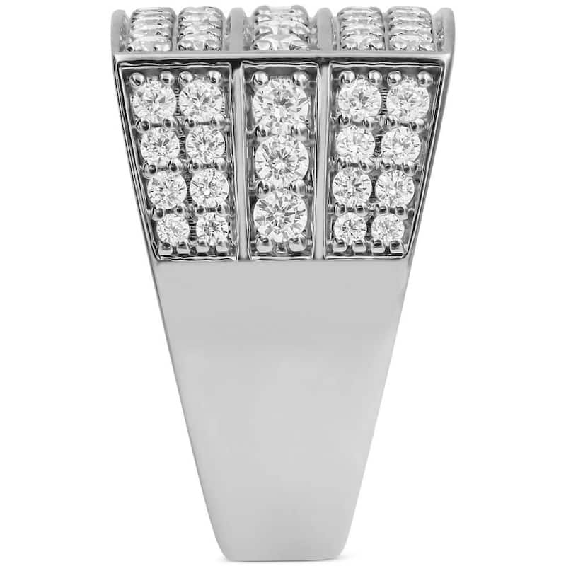 3 1/4 Ct Diamond Men's Multi-Cluster Wide Ring in White Gold