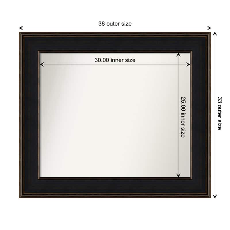 Mezzanine Espresso Framed Non-Beveled Custom Wall Mirror, Bathroom Vanity Mirror - Outer Size: 37.75 x 32.75