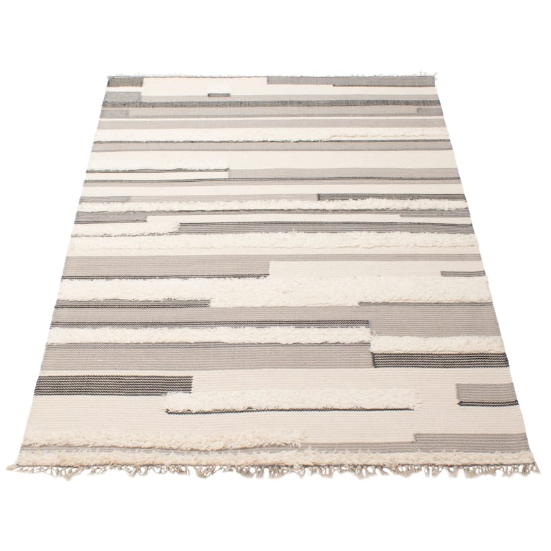 ECARPETGALLERY Hand Tufted Timeless Cream Wool Rug - 5'2 x 8'1
