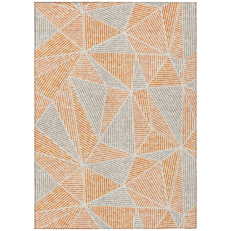 Machine Washable Indoor/ Outdoor Chantille Mosaic Geometric Rug