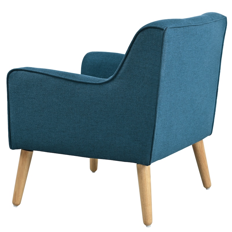 Mid-Century Modern Armchair - Tufted Fabric Accent Chair with Solid Wood Legs - Classic Button-Tufted Back & Tapered Design