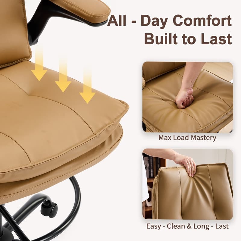 PU Tall Office Chair Drafting Chair With Adjustable Footrest Ring