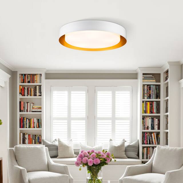 Modern Minimalist Metal Shaded Drum Flush Mount Ceiling Light