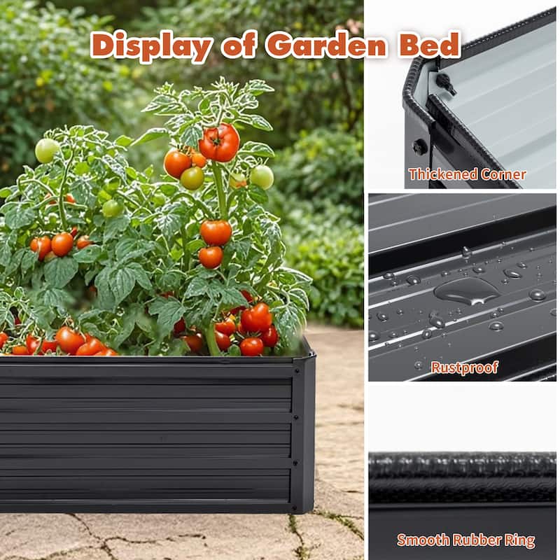 4x3x1ft Metal Raised Garden Bed,Deep Root Outdoor Galvanized Planter Box,Patio Kit Planting Beds