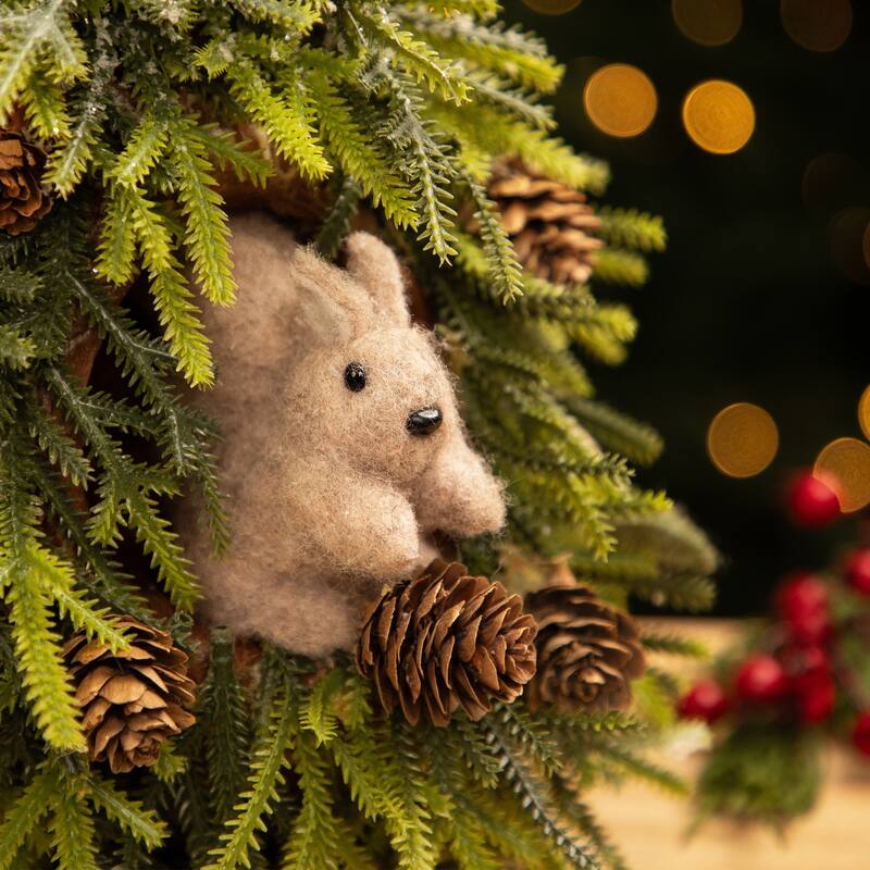 Frosted Tree with Squirrel and Pinecones Christmas Decoration - 12"