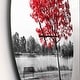 preview thumbnail 3 of 8, Designart 'Red Tree over Park Bench' Large Floral Wall CLock