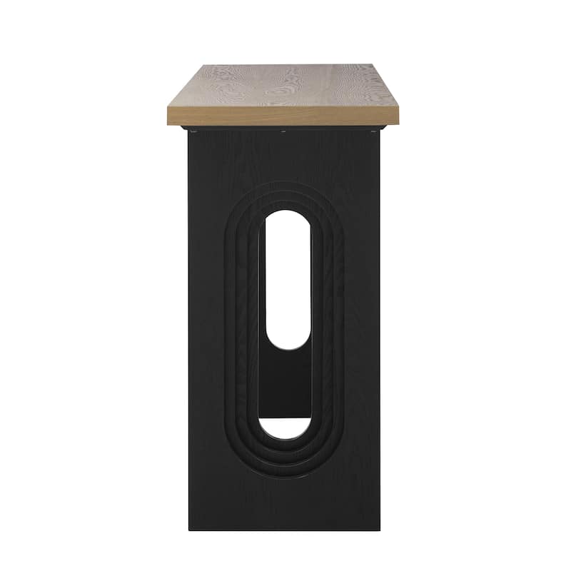 Natural Sofa Side Table Entryway Table with Round Hollow Legs, Unique Coffee Table Console Table for Living Room