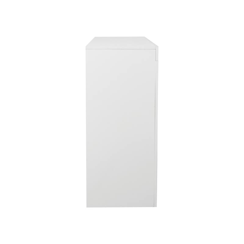 51" White Buffet Sideboard Cabinet with LED Light, Kitchen Wood Storage Cabinet with Open Shelves for Hallway Dining Room